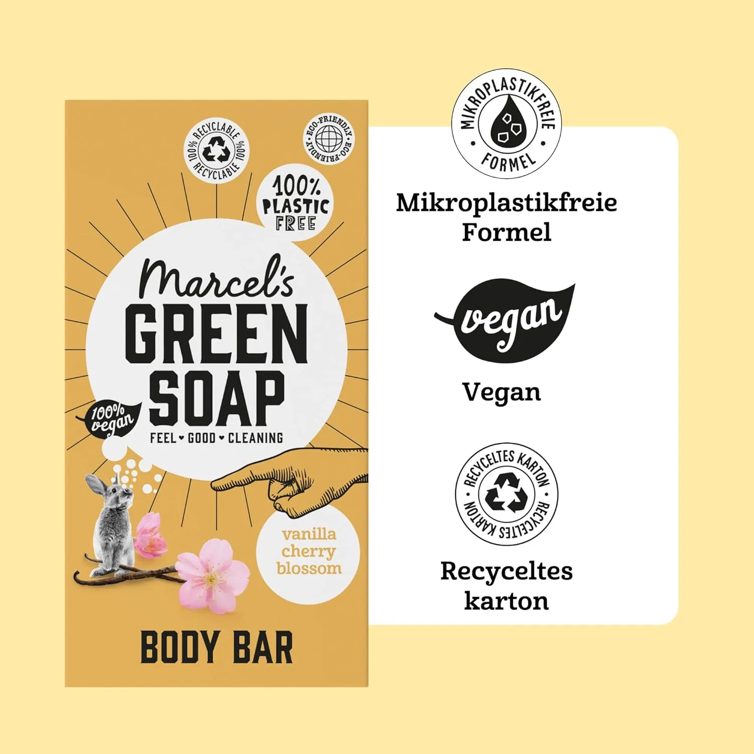 Душ-бар с ароматом ванили и вишневого цвета, Marcel's Green Soap, 150 г, Vanilla & Cherry Blossom — фото 4
