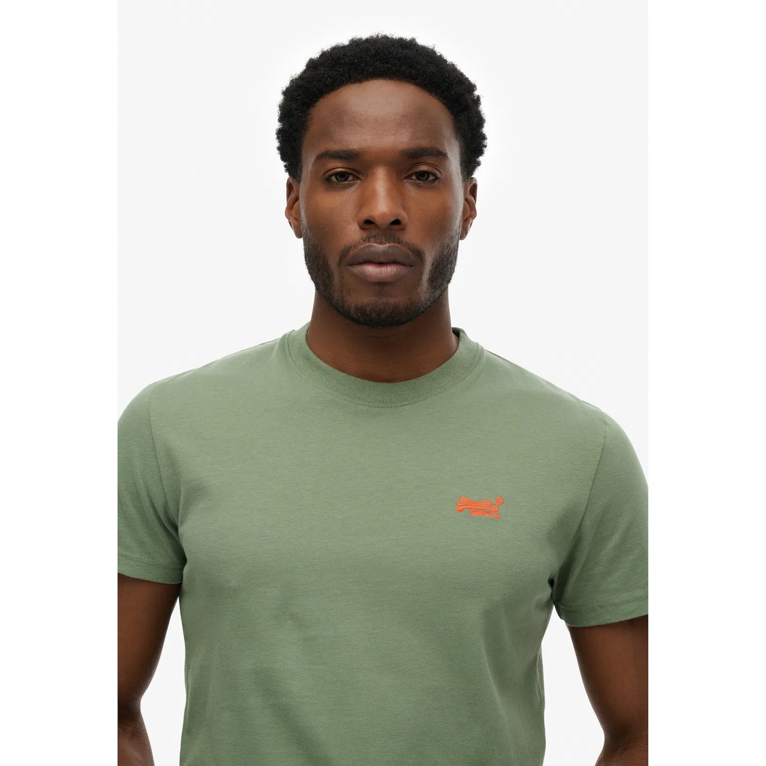 Мужская хлопковая футболка с логотипом Superdry, Laurel Khaki/Red — фото 3