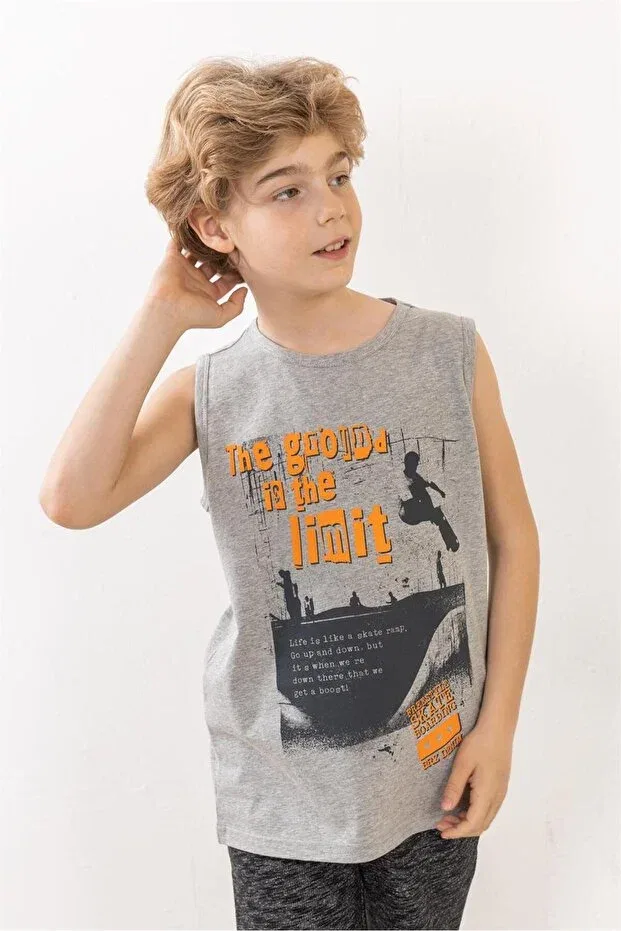 Детская футболка для мальчиков с принтом Brz Kids, Gray Melange — фото 2