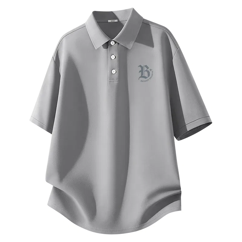 Детское поло с коротким рукавом MINISO, Cotton-Like Quick Dry Breathable Light Gray (Gothic Gray Breast Logo)