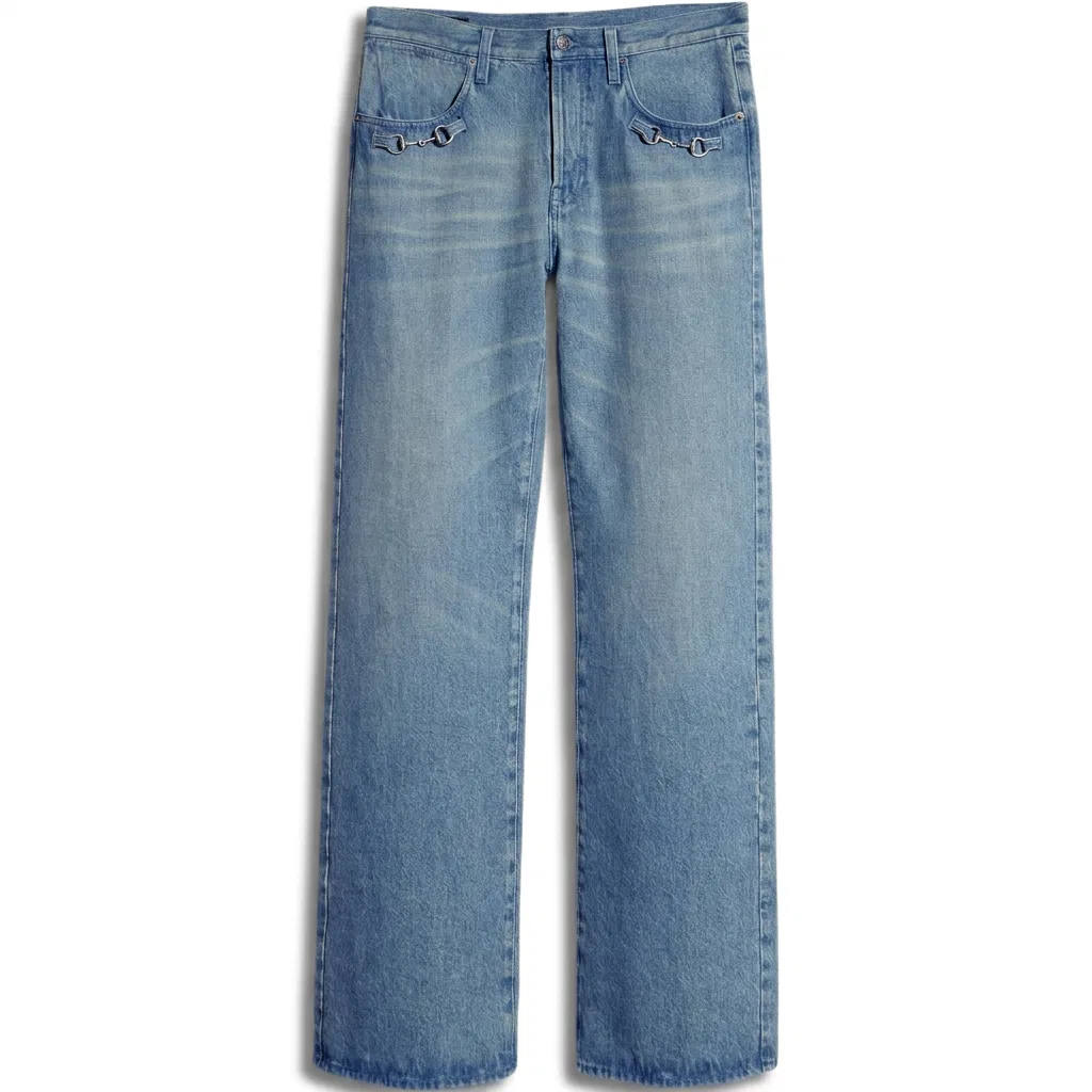Мужские джинсы с клешем Light Blue GUCCI