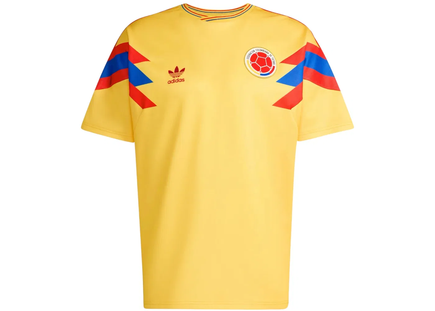 Мужская футбольная футболка с принтом Adidas Colombia Away 1990 Jersey, Bold Gold