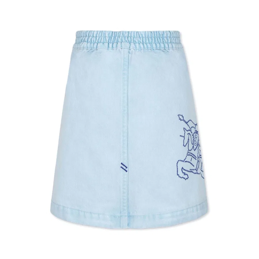 Юбка-трапеция из органического хлопкового денима Kids EKD Denim Cotton Skirt Burberry, Cloud Blue — фото 2