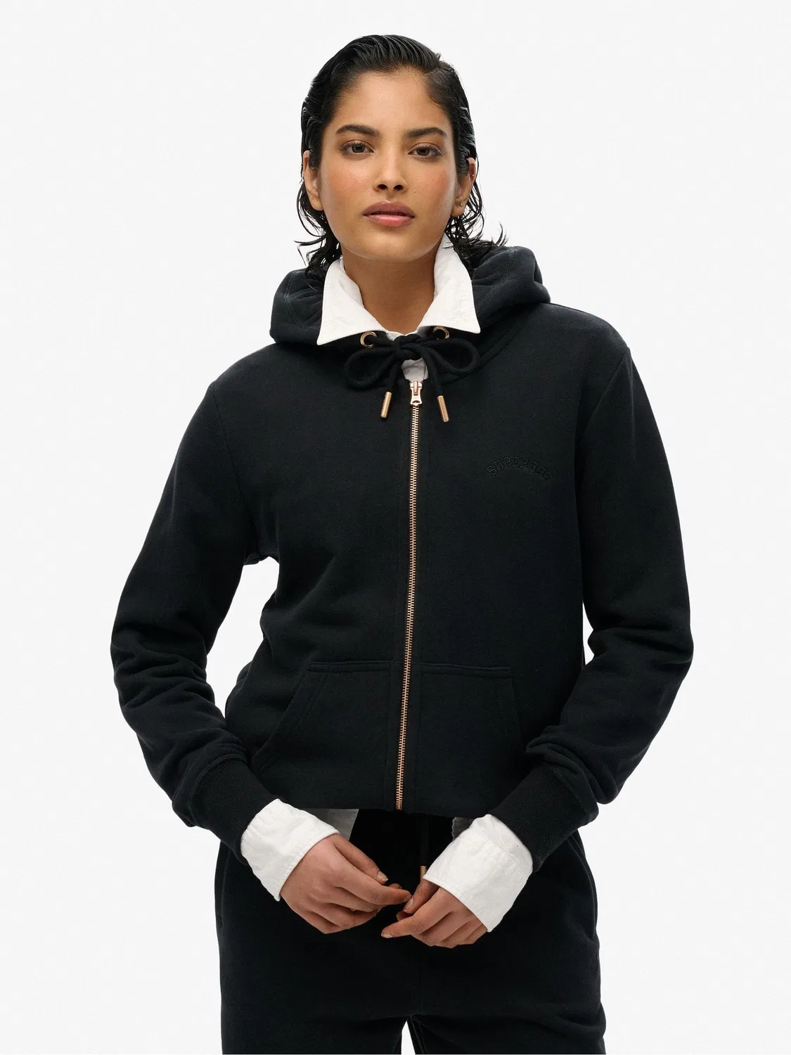 Худи на молнии, свободный крой, Essential Logo Superdry, черный
