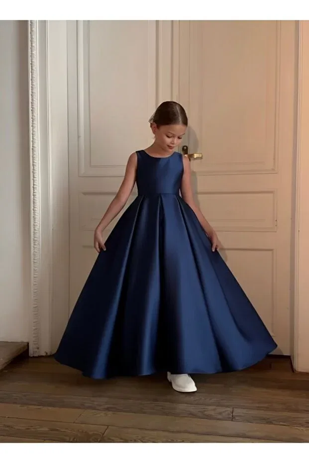 Детское платье для девочек сатиновое Ne&Nu, Navy Blue — фото 2