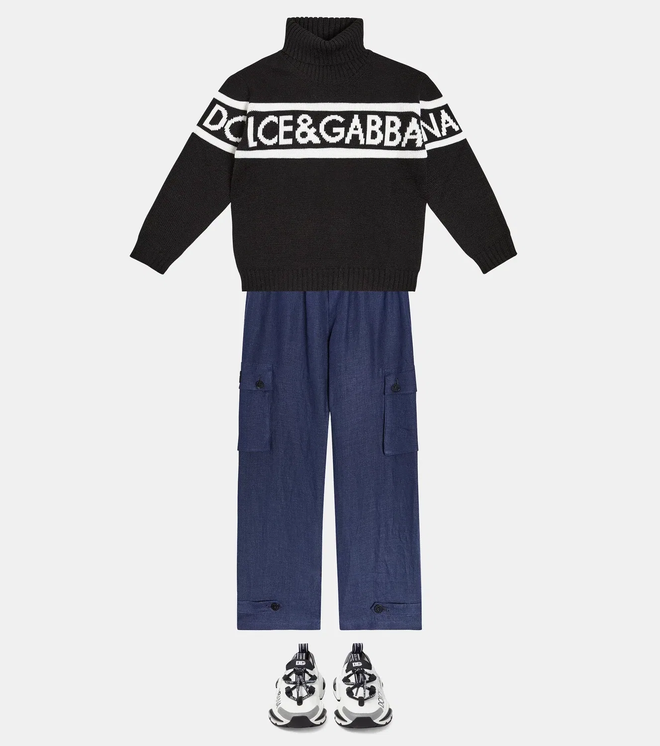 Льняные брюки-карго Dolce&Gabbana Kids, синий — фото 2