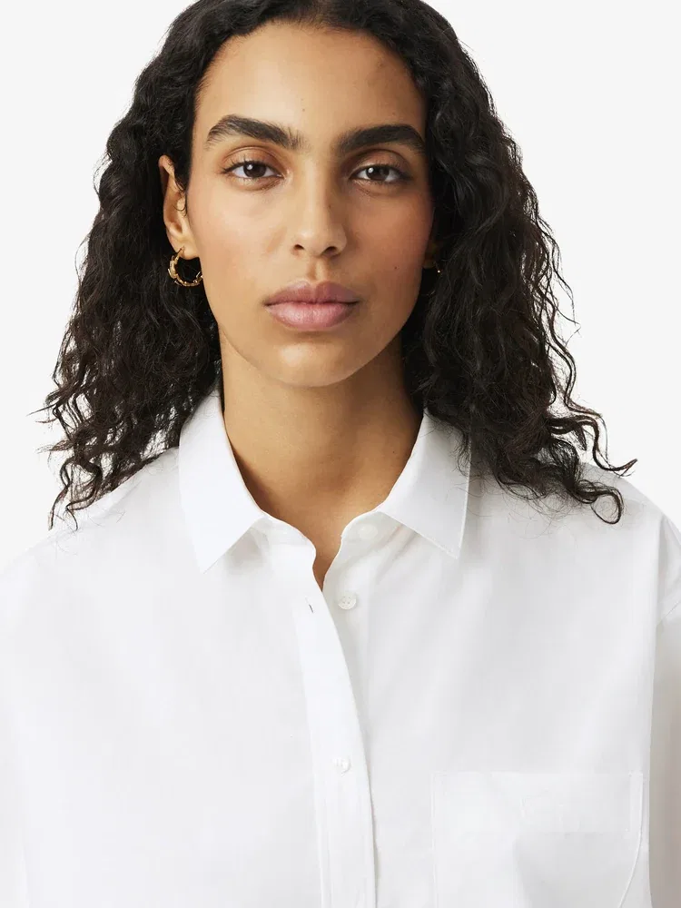Рубашка оверсайз LACOSTE White, Классическая модель, Белый — фото 2