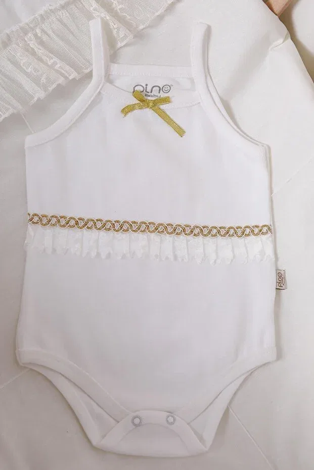 Детское боди для девочек с блестками Babyhola, White — фото 2