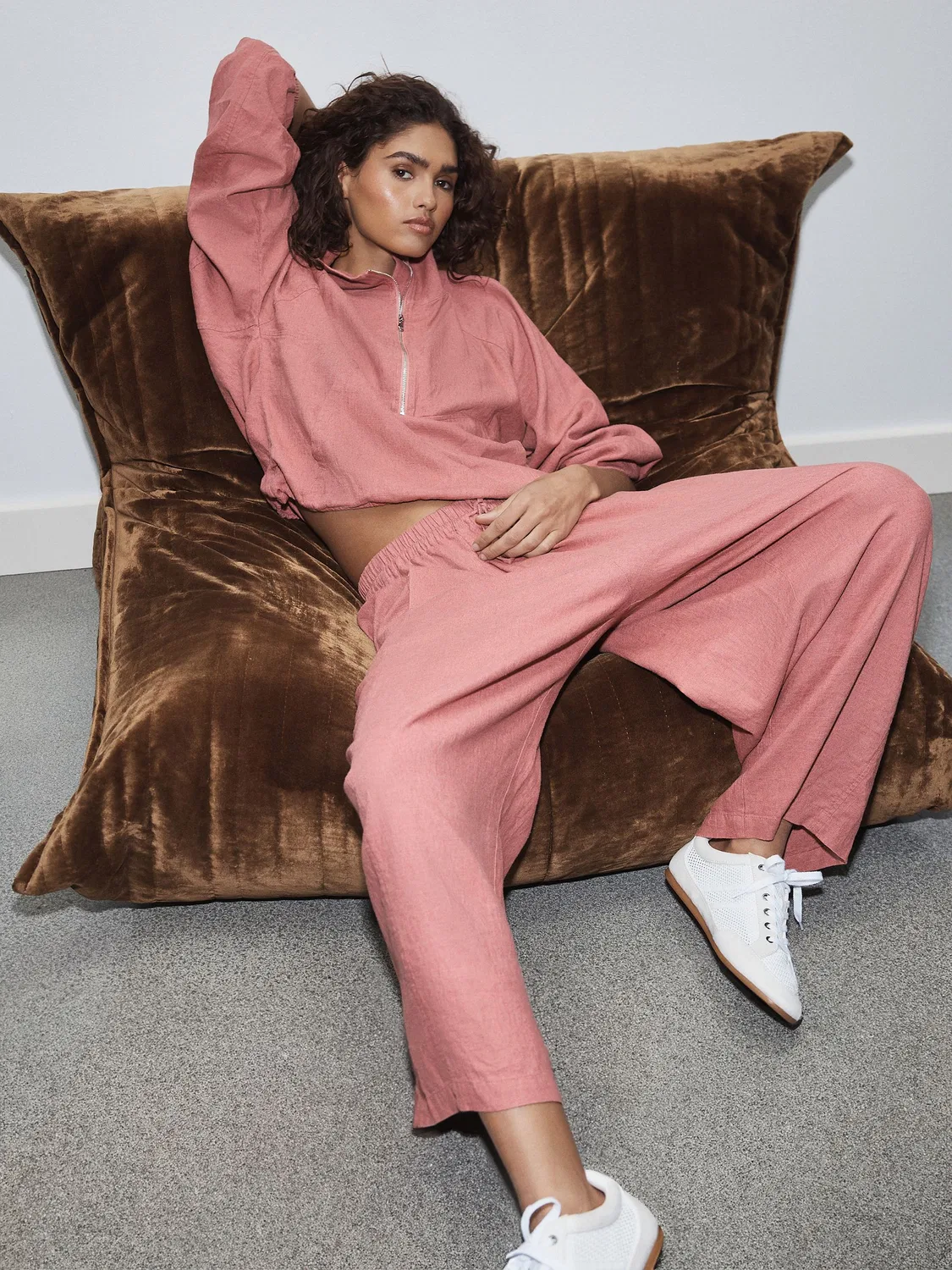 Спортивная куртка с четверть-застежкой, модель Pink Active Next, розовая — фото 2