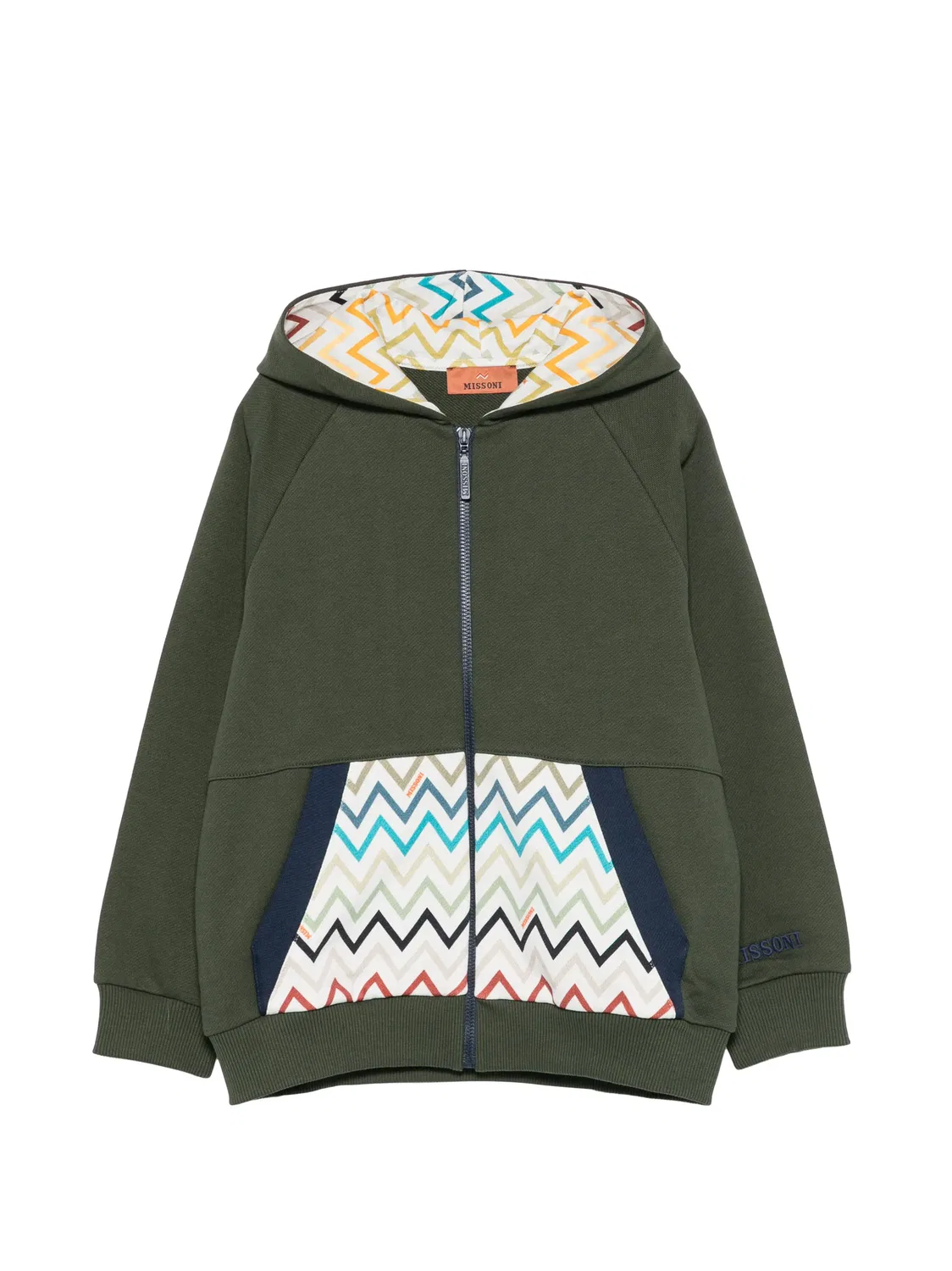 Худи на молнии с зеленым зигзагом Missoni, зеленый