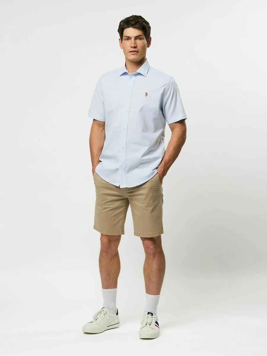 Рубашка на пуговицах стандартного кроя 'UMNatan' светло-голубого цвета U.S. Polo Assn. — фото 4