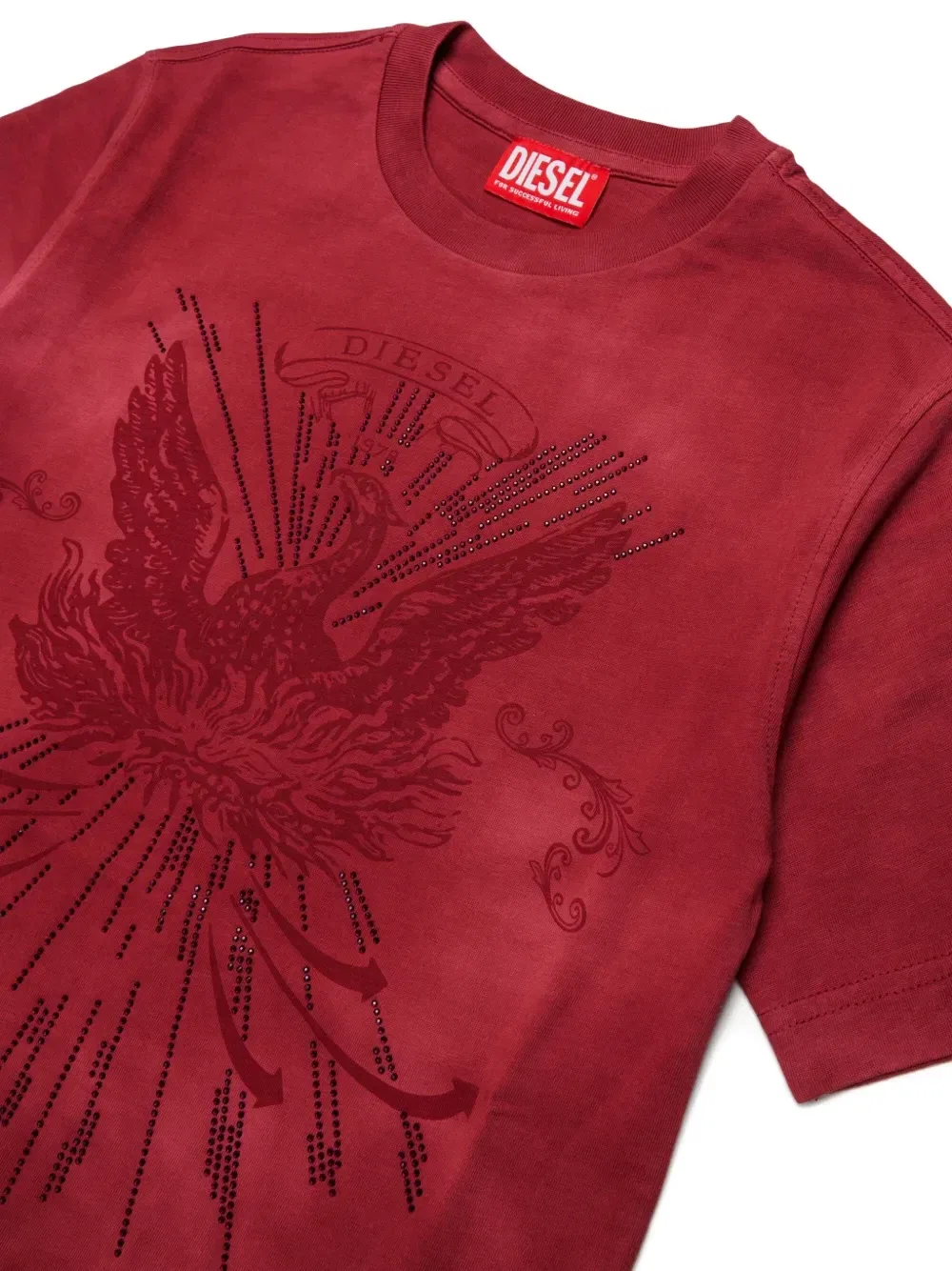 Футболка с графичным принтом Diesel Kids, красный — фото 3