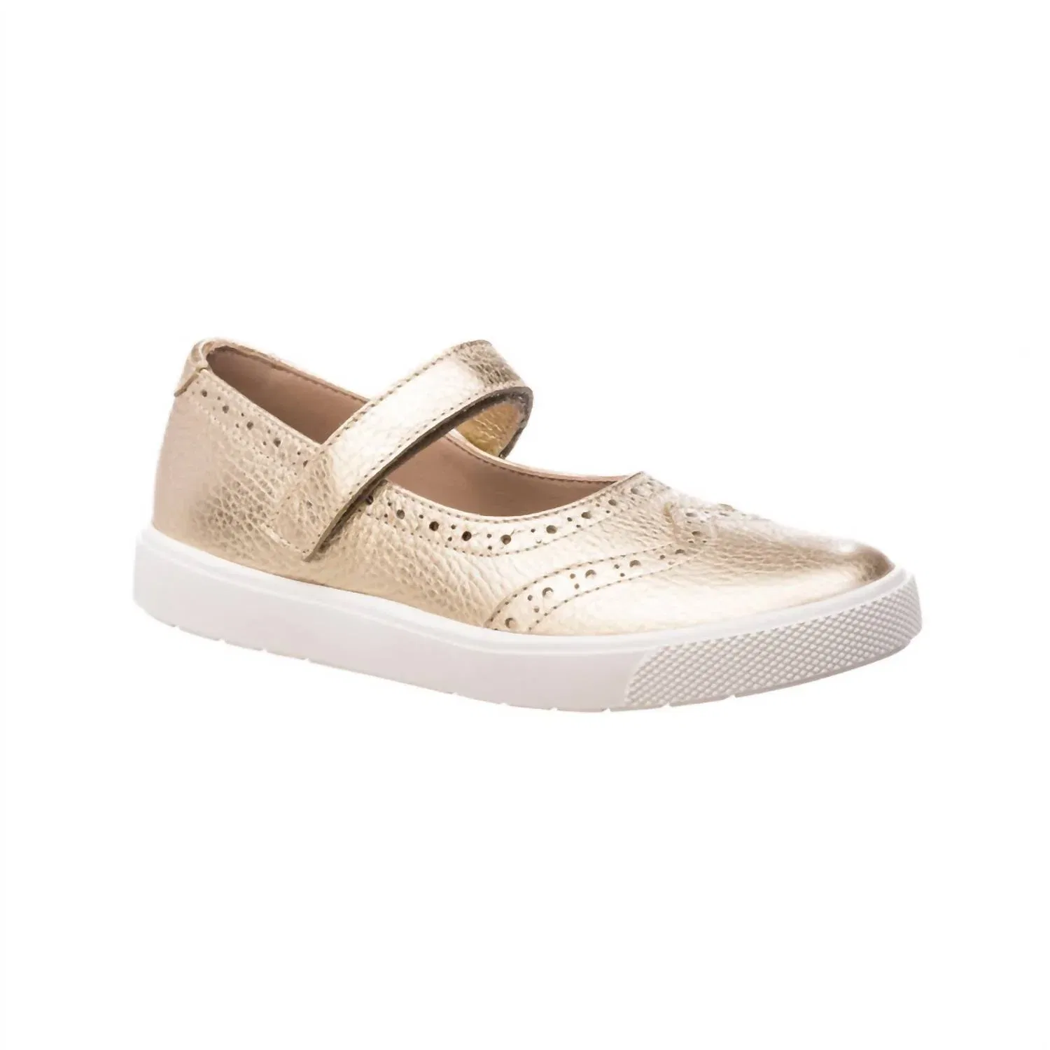 Детские кроссовки для девочек на липучке Mary Jane Sneaker Elephantito, Gold — фото 3