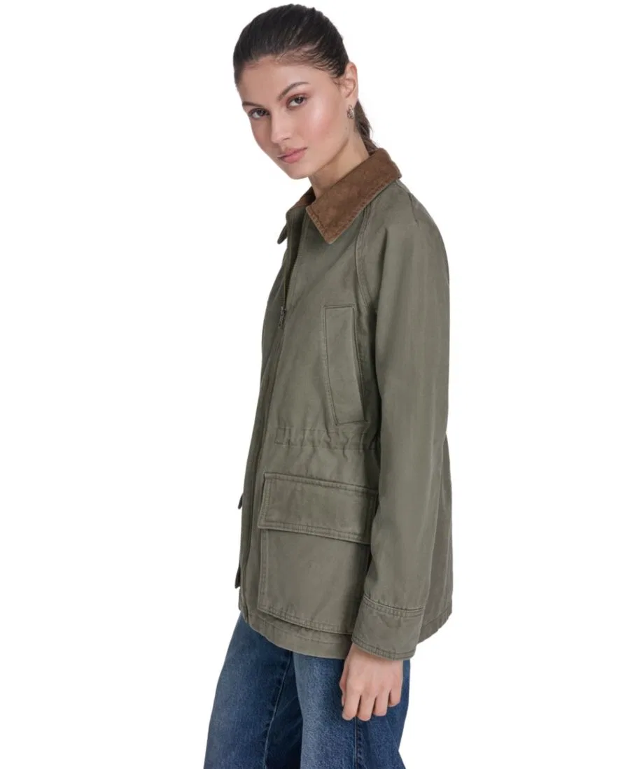 Женская хлопковая куртка-сараян с зауженной талией Levi's, Olive — фото 3