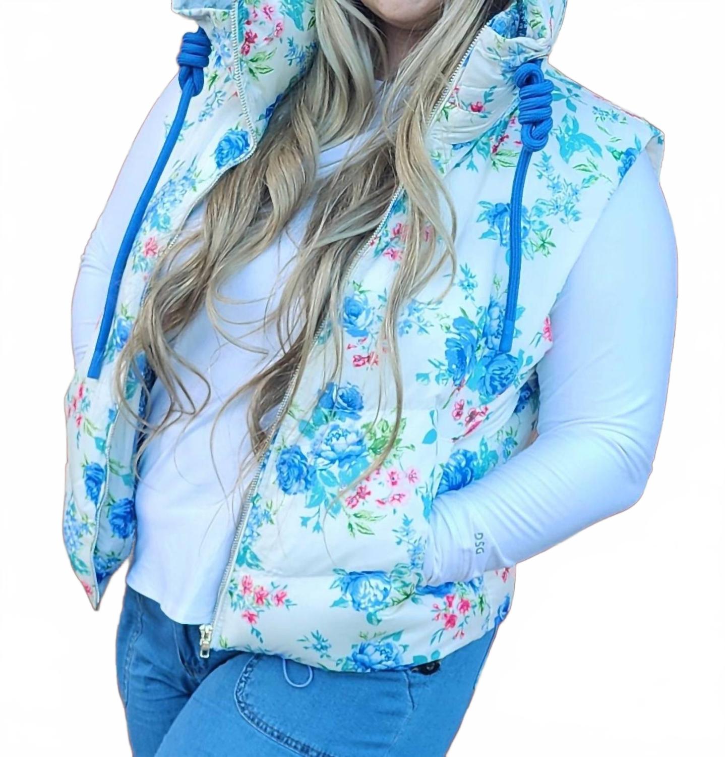 

Многоцветный пуховик-жилет с цветочным принтом TCEC, мультиколор