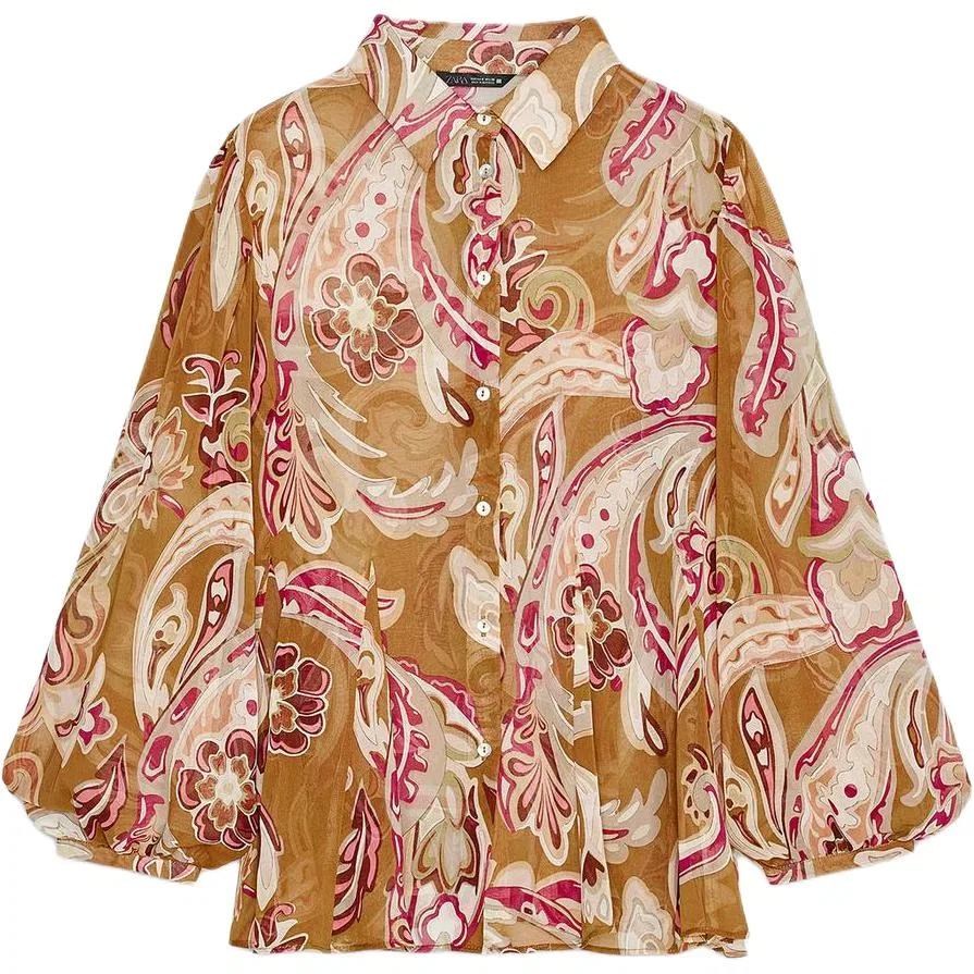 Женская рубашка с отложным воротником Multicolor Lapel Moderate ZARA, Multicolor