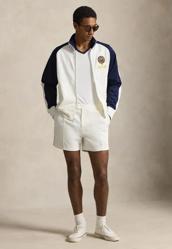 Тренировочная куртка из пике Wimbledon classic fit track jacket Polo Ralph Lauren, Ceramic White, белый/темно-синий — фото 2
