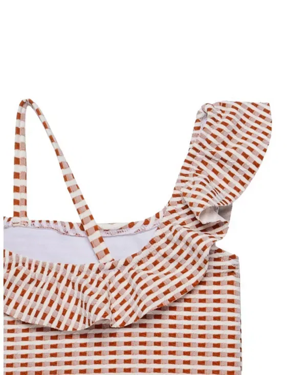 Детский купальник для девочек с рюшами Forever Gingham Gottex Kids, коричневый — фото 3