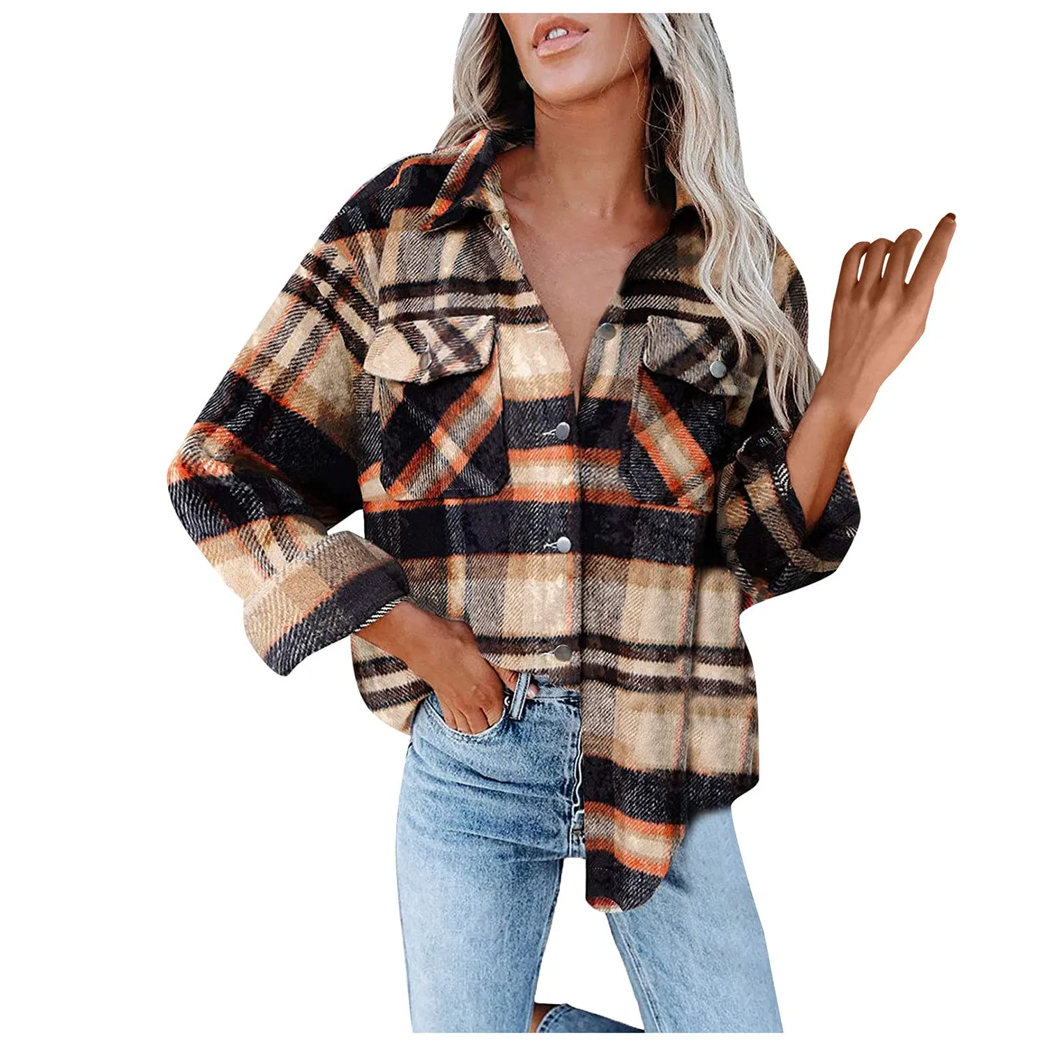 Женская дождевик-куртка с капюшоном, клетчатая, oversize, Arancione