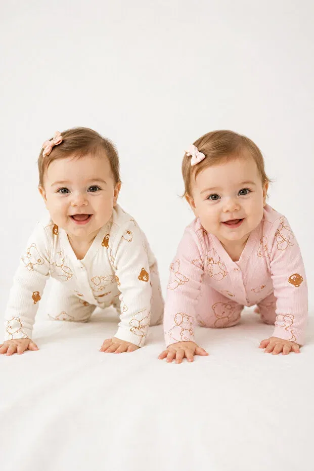 Детский комбинезон для девочек с принтом Basics My Babies Label, Pink — фото 4
