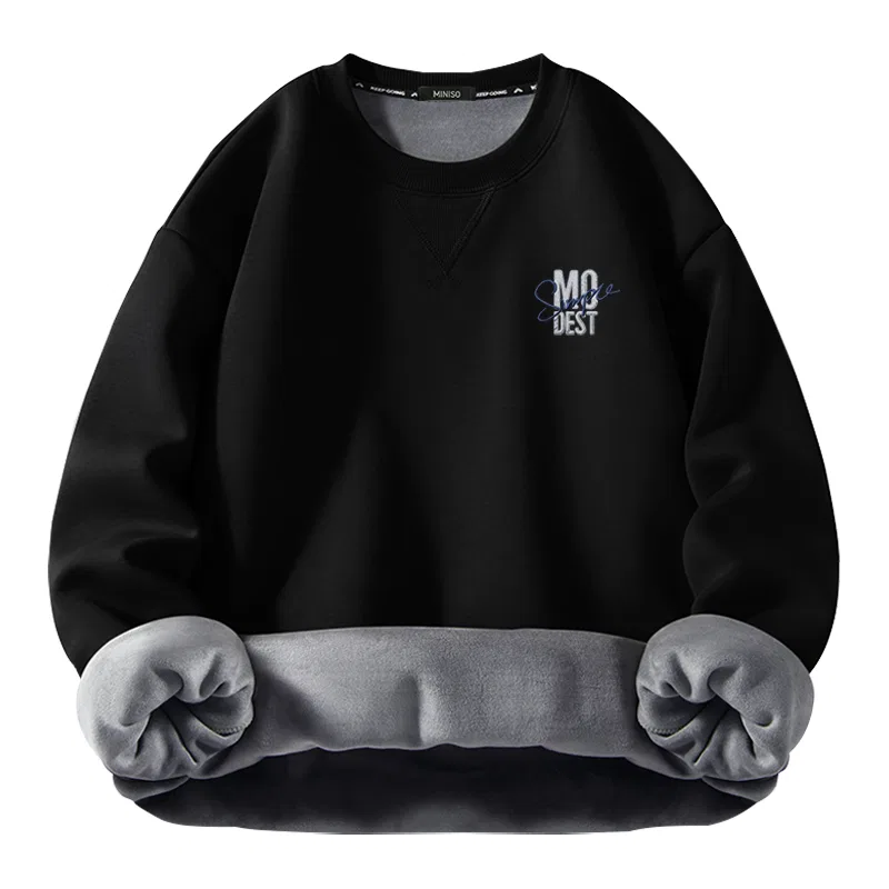 Детский свитшот с флисовой подкладкой Year of The Horse New Year's Greetings Fleece-Lined Thermal MINISO, Black (Humble Lifestyle Chest Logo)