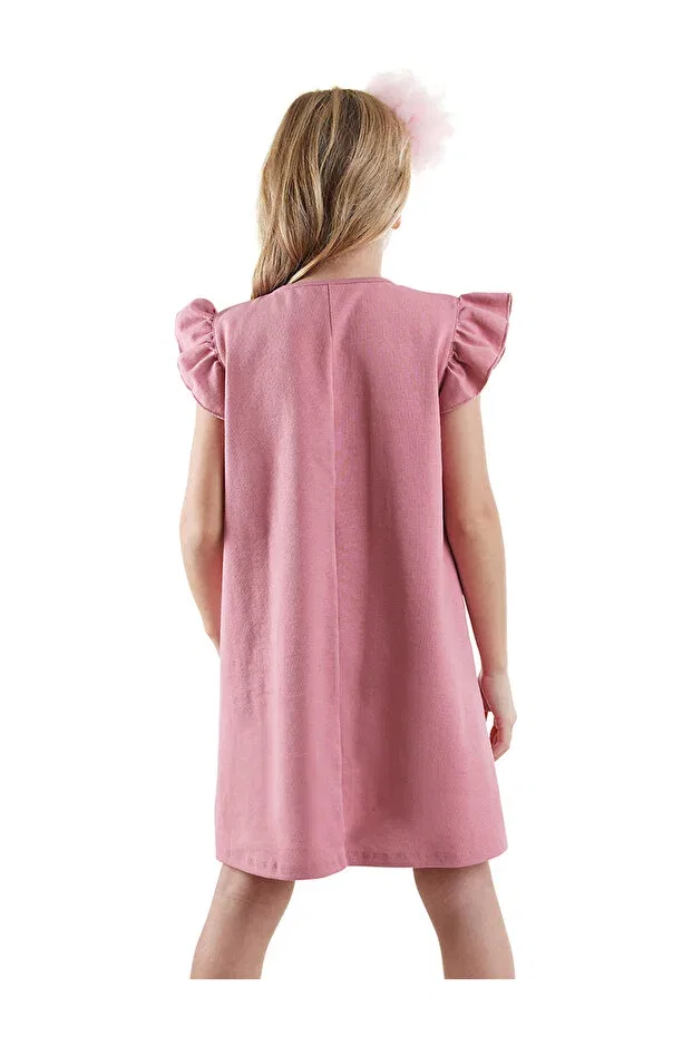 Детское платье для девочек с коротким рукавом Lilycorn Denokids, Pink — фото 3