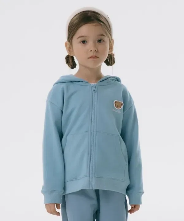 Худи-зипка детская с вышивкой медведя, Marithé Kids, пепельно-голубой