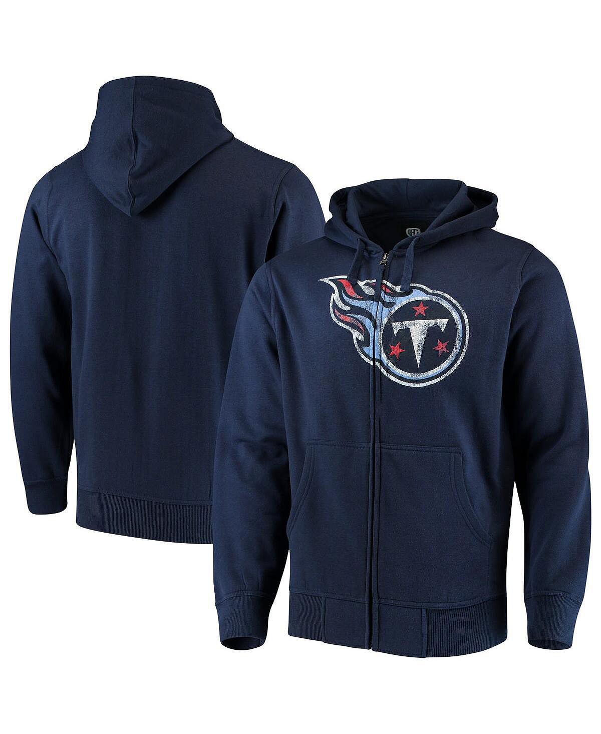 Мужская темно-синяя толстовка с капюшоном tennessee titans primary logo с молнией во всю длину G-III Sports by Carl Banks, синий - фото