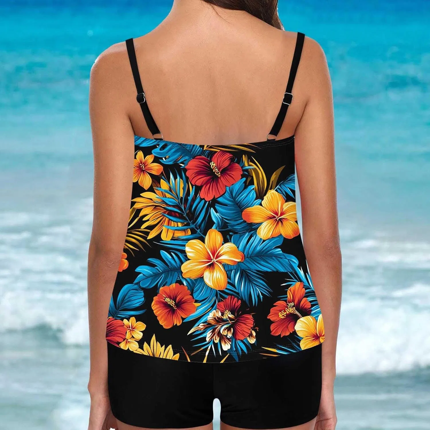 Женский танкини с цветочным принтом, Adjustable Strap, Multicolor — фото 2