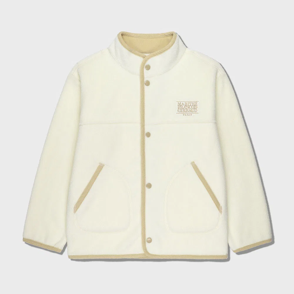 Детская лёгкая флисовая куртка Marithé Kids Classic Logo цвета айвори — фото 2
