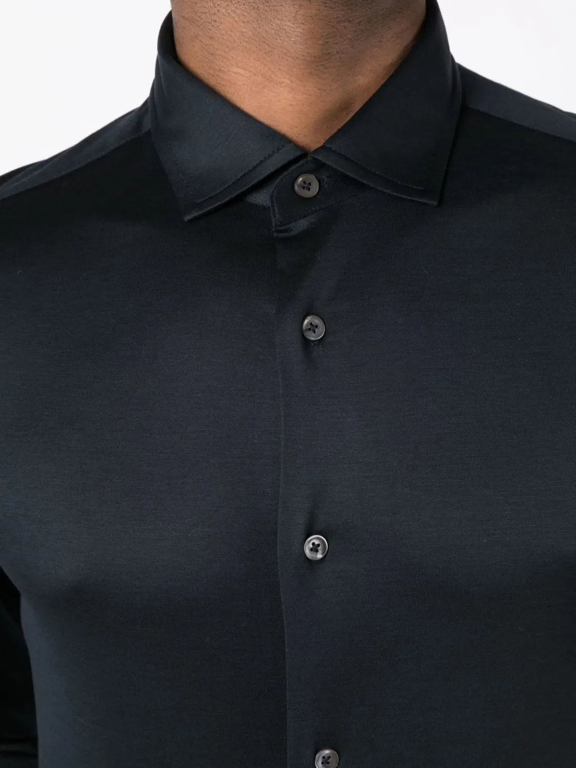 Emporio Armani Рубашка из поплина синего цвета — фото 3