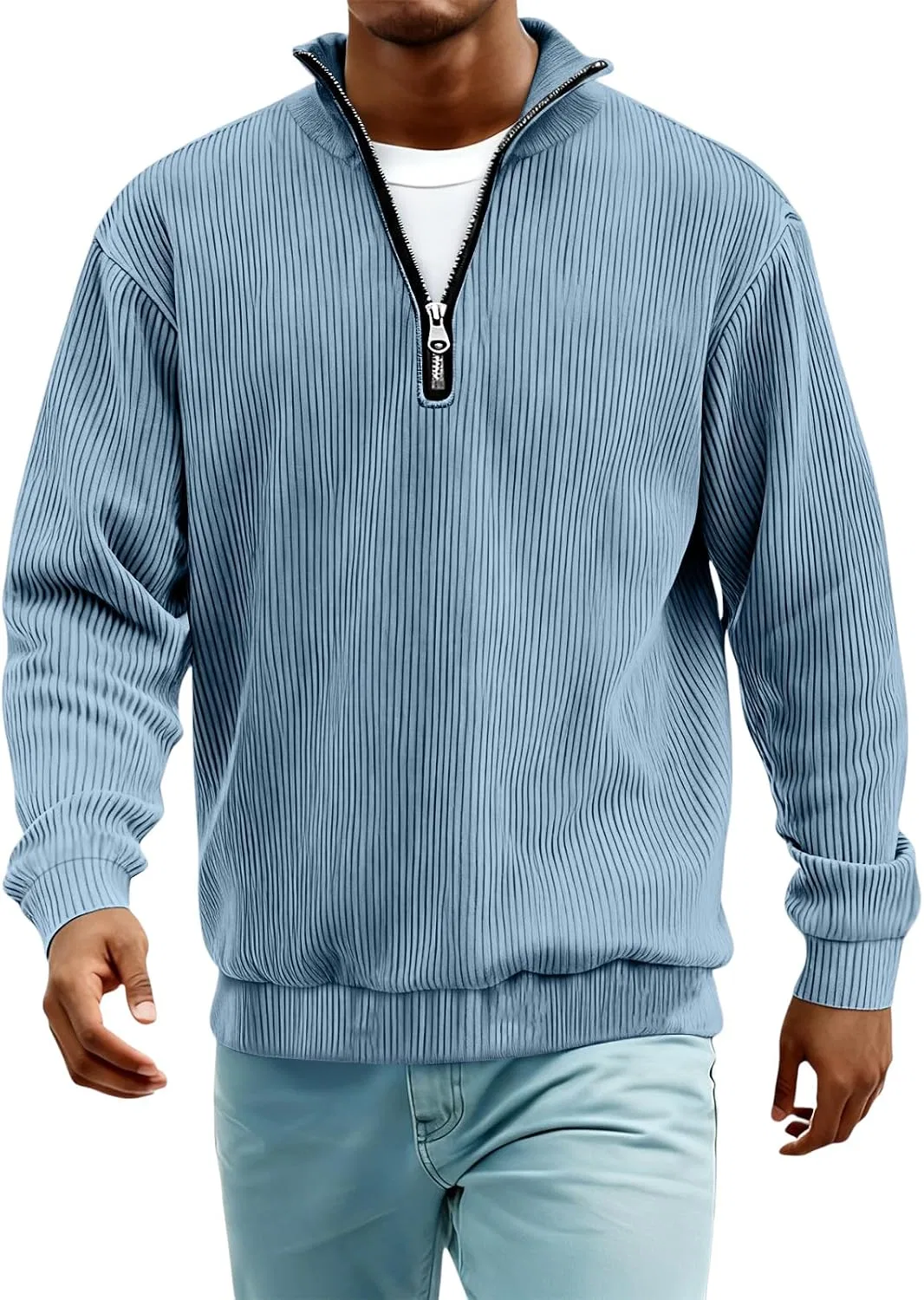 Мужская футболка с длинным рукавом хенли Regular Fit, Light Blue — фото 2