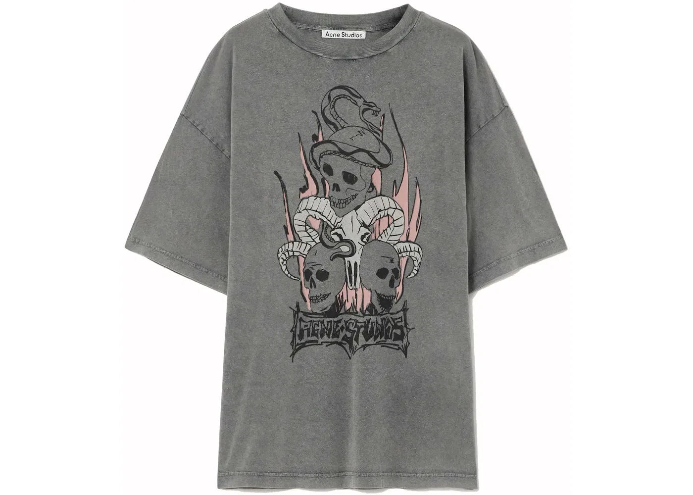 Футболка с принтом T-Shirt Acne Studios, Faded Black