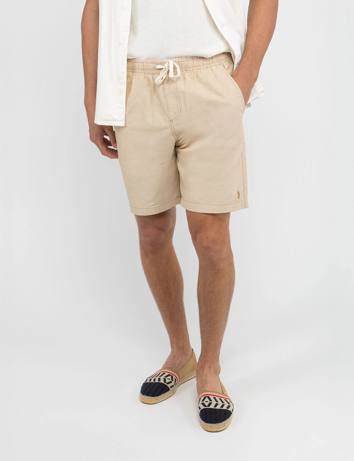 

Шорты U.S. Polo Chambray Jogger, бежевый