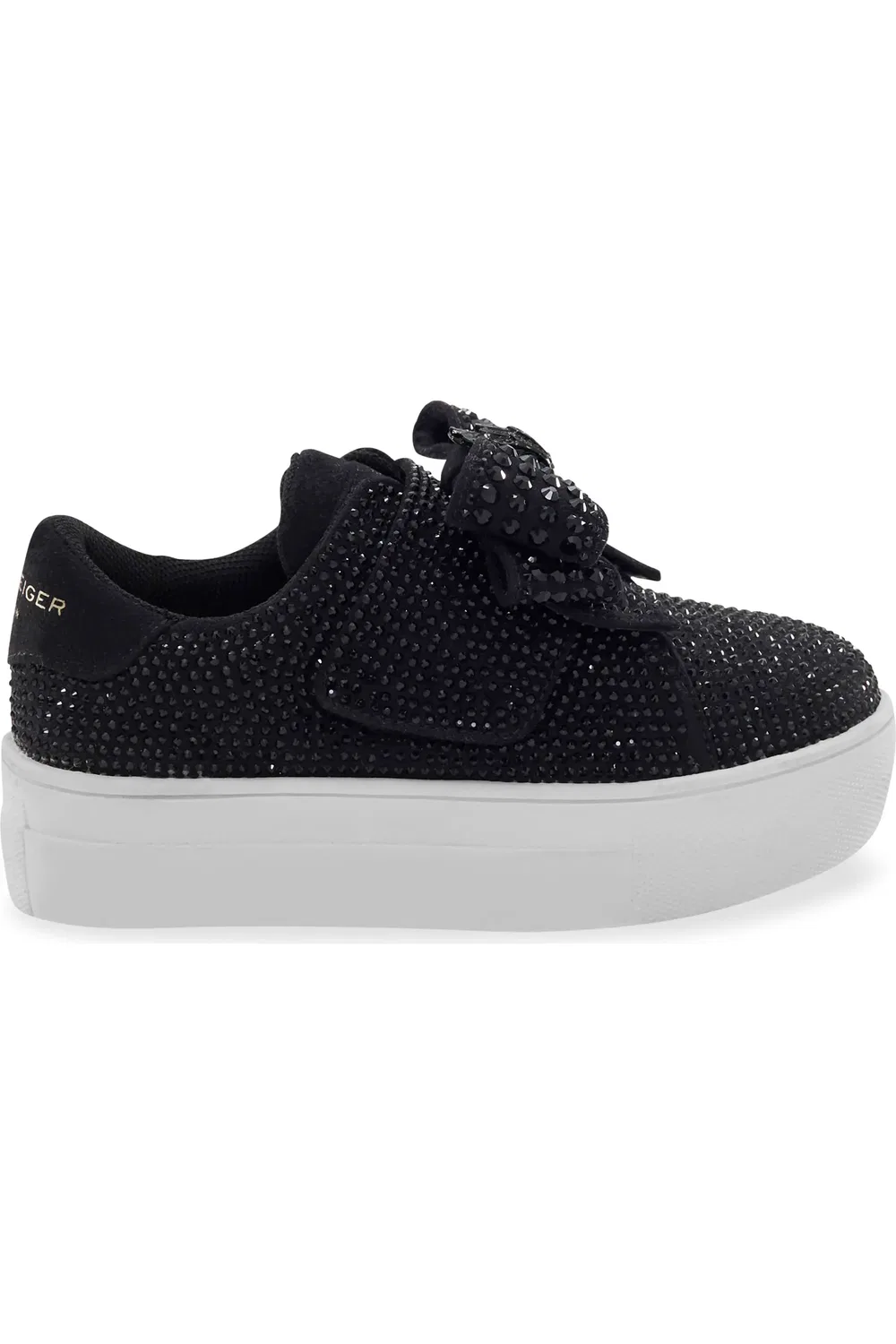 Кроссовки детские платформа с кристаллами Mini Laney Bow Kurt Geiger London, черно-белый — фото 2