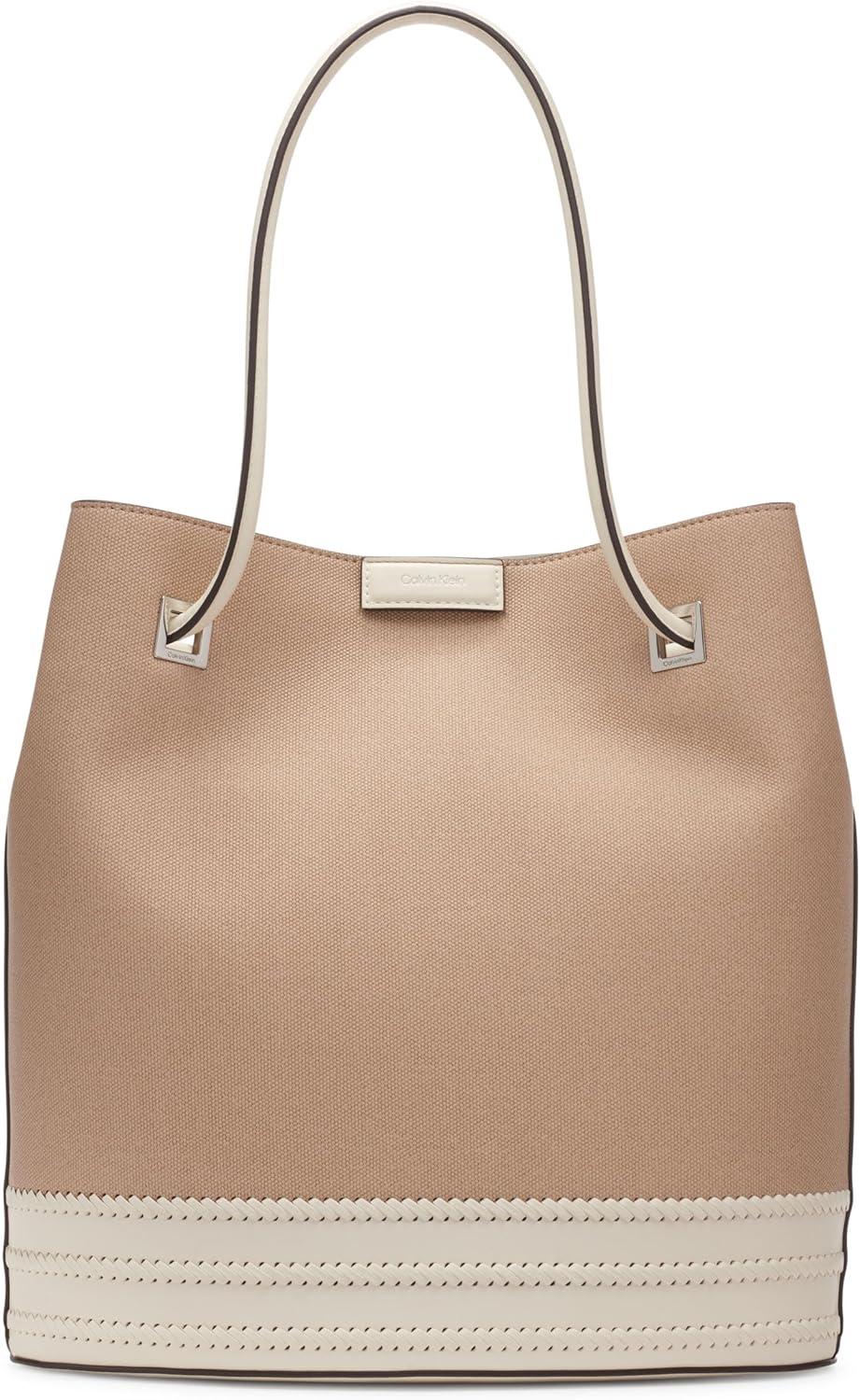 

Женская сумка-тоут Calvin Klein Ash - North/South, веганская кожа, 2 кармана, Natural/White Canvas, Белый, Женская сумка-тоут Calvin Klein Ash - North/South, веганская кожа, 2 кармана, Natural/White Canvas