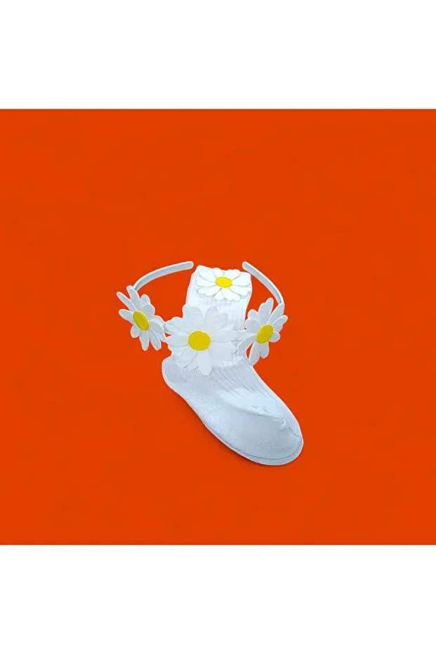 Детский комплект носков с короной из фетра Özkardeşler Baby, White