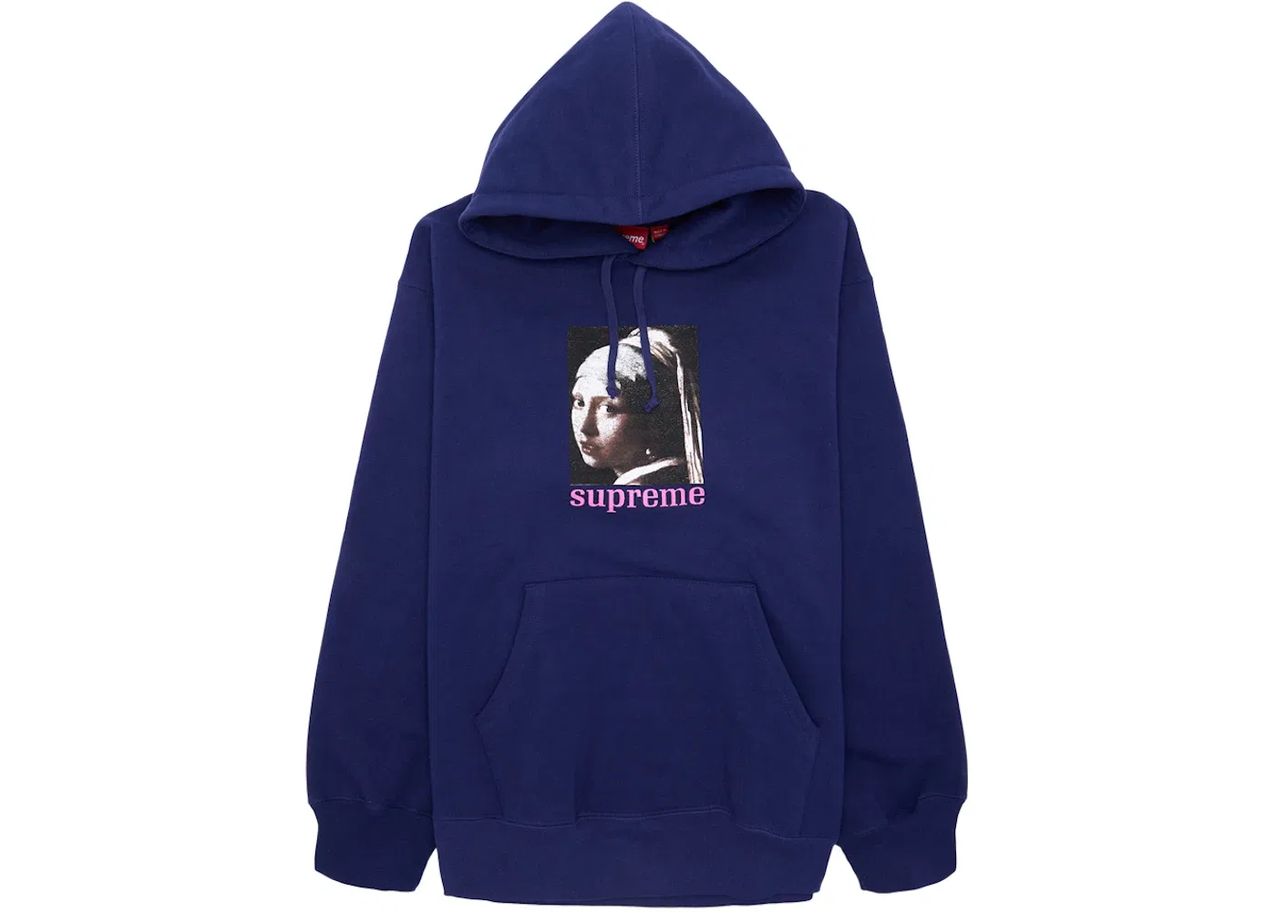 Мужской свитшот с капюшоном хлопковый Supreme Hooded Sweatshirt, Washed Navy