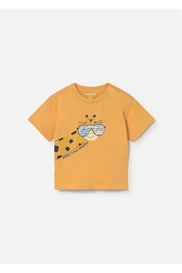 Детская футболка для мальчиков с принтом Giraffe Printed Mayoral, Yellow