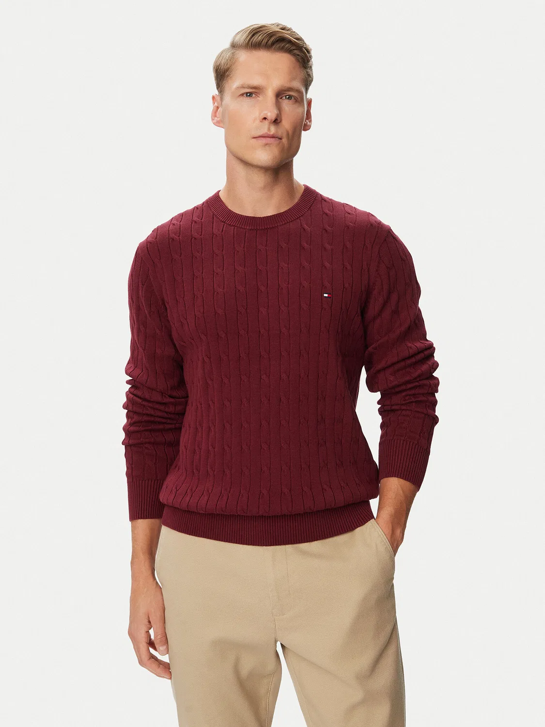 Мужской пуловер стандартного кроя Classic Tommy Hilfiger, темно-красный