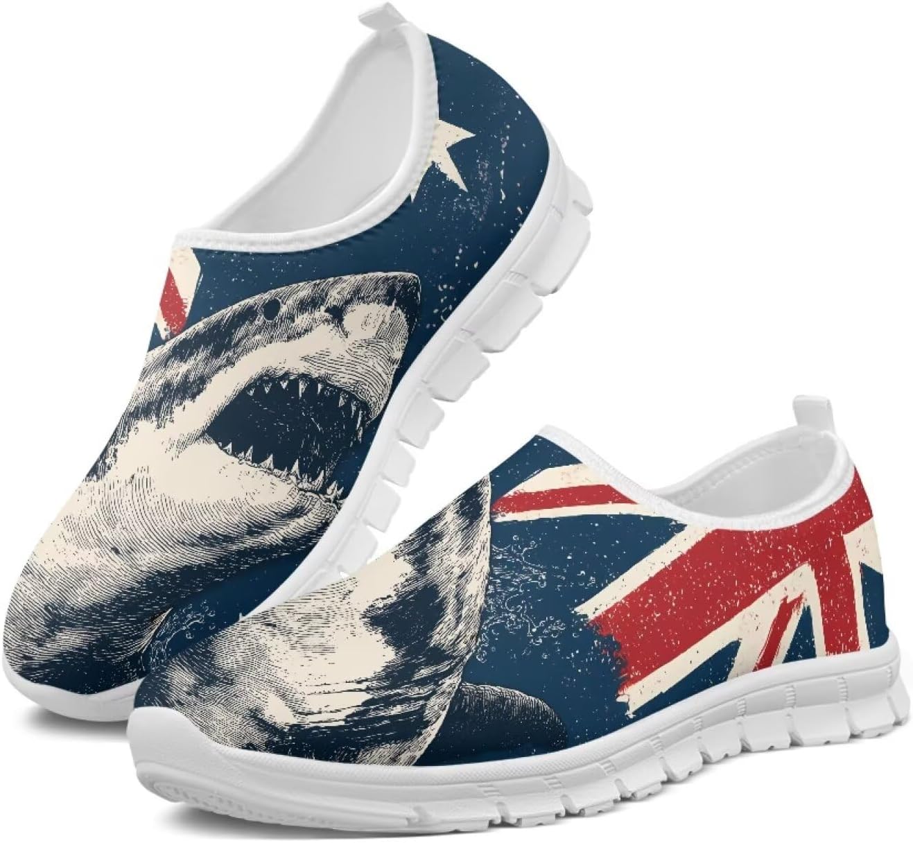 

Мужские слипоны Howilath с принтом флага, повседневные кроссовки для бега, мокасины с противоскользящей подошвой из ЭВА, 11 Australian Shark