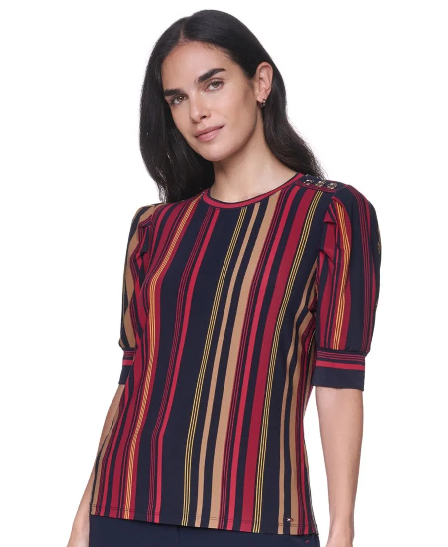 Топ с коротким рукавом в полоску Tommy Hilfiger, Midnight Multi