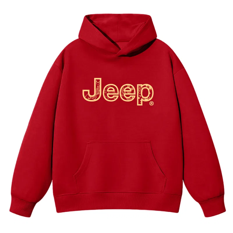Детский свитшот с капюшоном утепленный Jeep, New Year Red Heavyweight