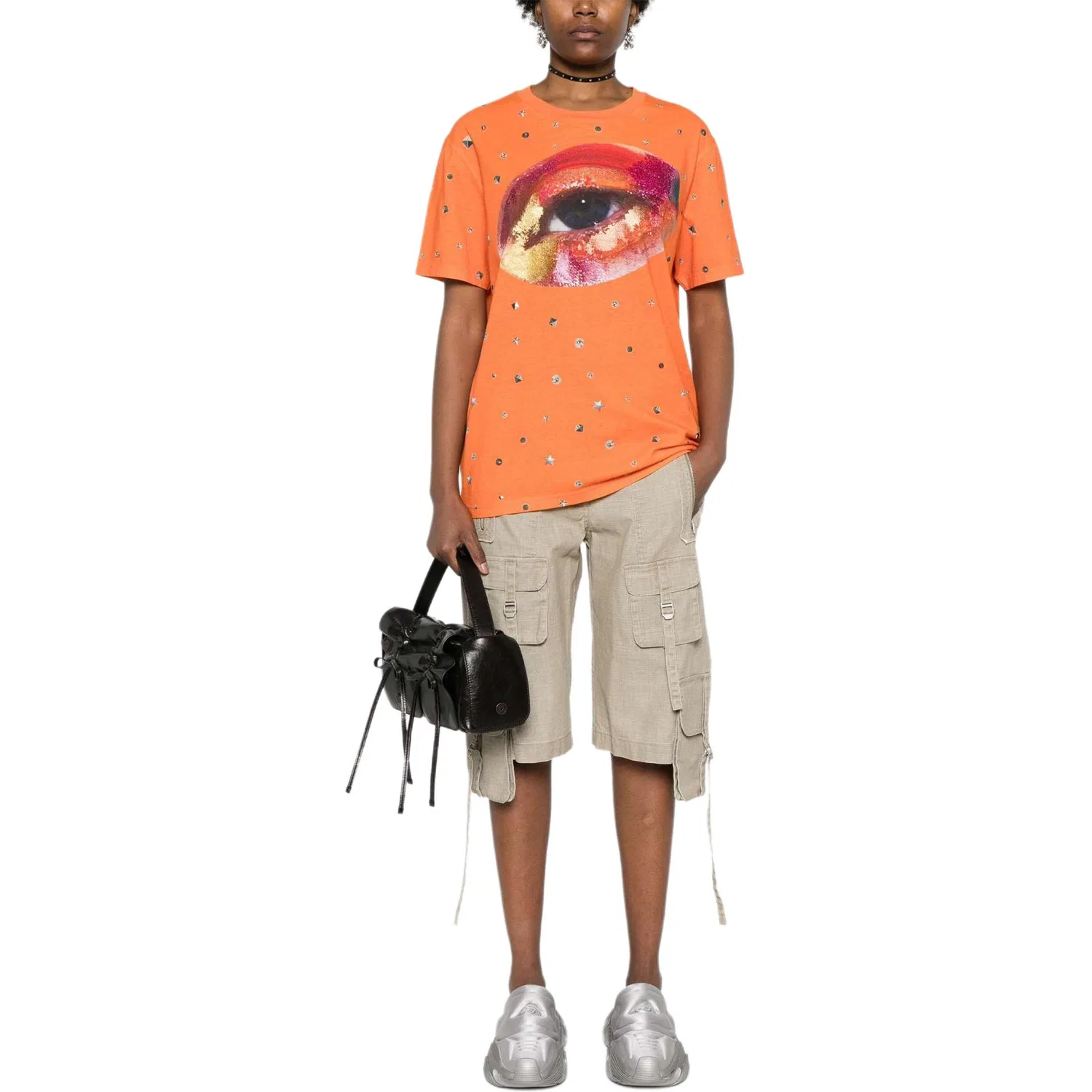 Футболка с принтом Eye Organic Cotton, Acne Studios, Pumpkin Orange — фото 3