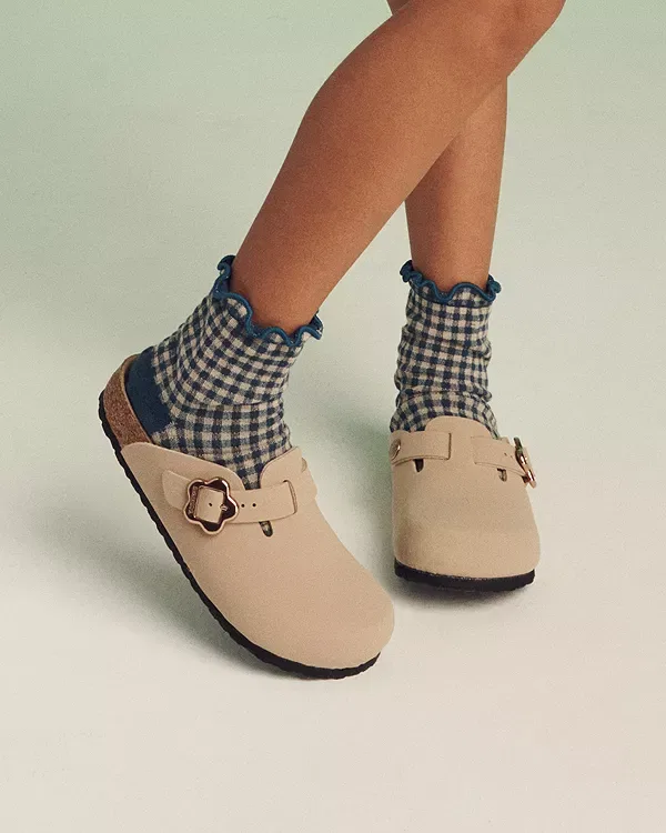 Детские сабо для девочек с контурной стелькой Boston Birkenstock, бежевый — фото 2