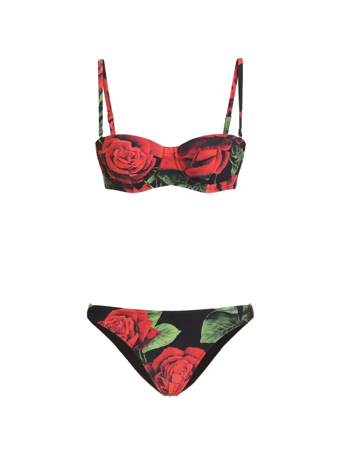 Бикини с топом балконет и цветочным принтом Dolce & Gabbana, черный