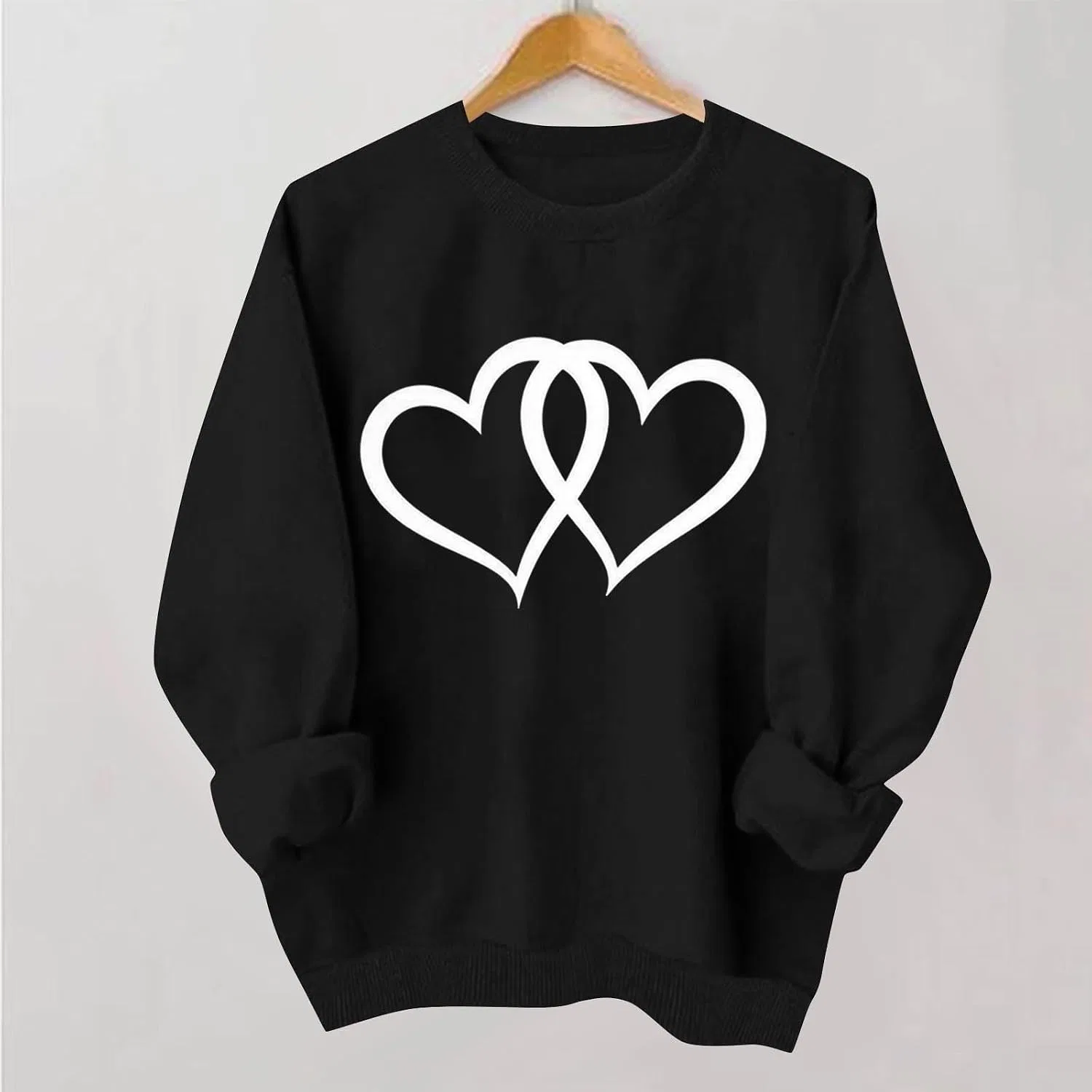 Женский свитшот с длинным рукавом, с принтом, Valentine Heart, чёрный — фото 4