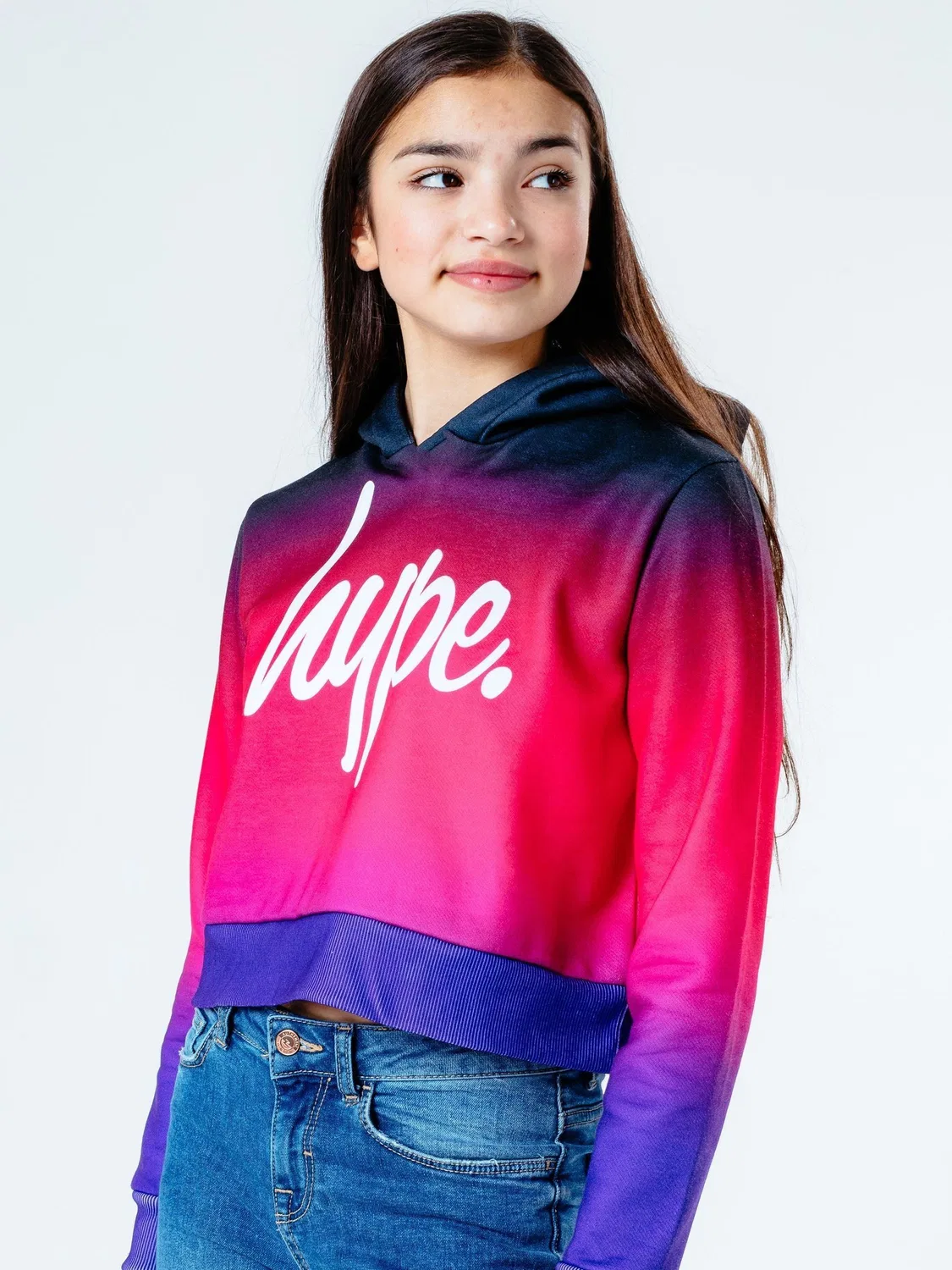 Худи-кроп Hype. Black/Pink Fade