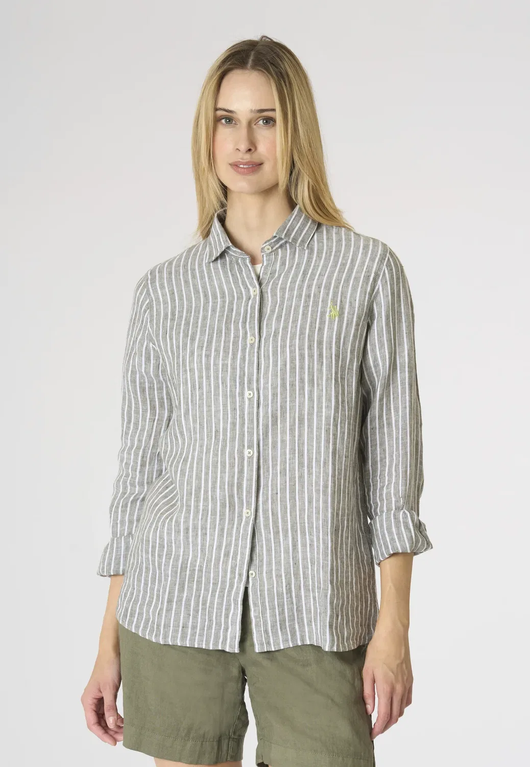 Camicia di lino a righe - блузка на пуговицах U.S. Polo Assn., Grey