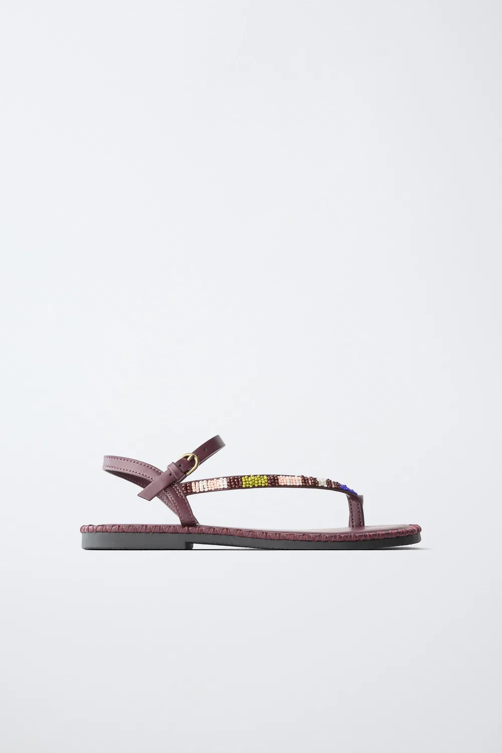Сандалии с бусинами ZARA, Burgundy Red